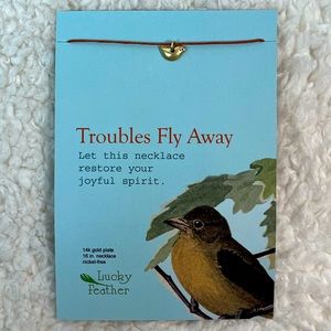 Lucky Feather "Troubles Fly Away" Giving Necklace